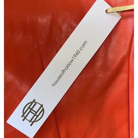 House of Harlow 1960 Faux Leather Jacket Orange NWT Small Double Breasted Blazer - Picture 10 of 11